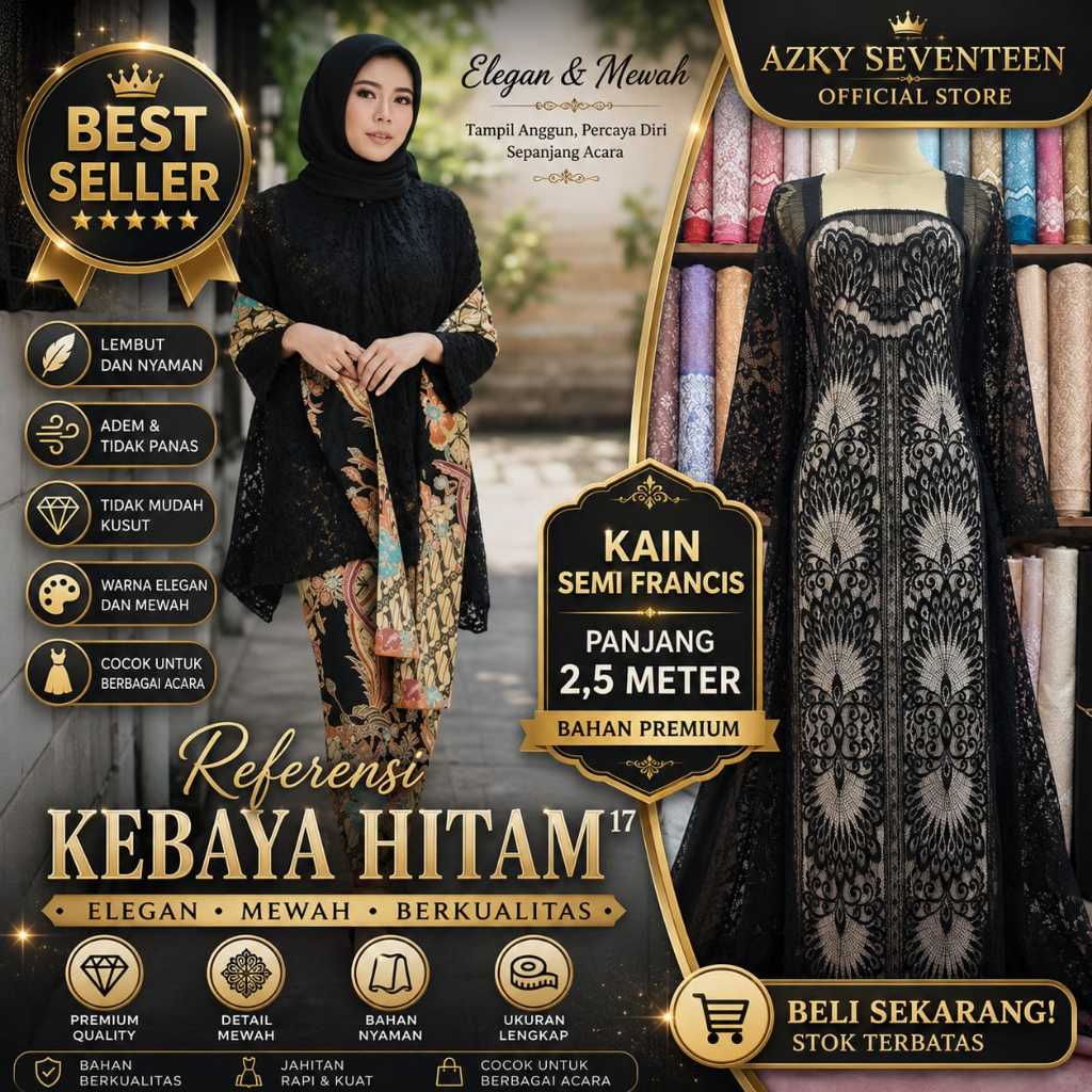 KAIN BROKAT SEMI FRANCIS AISYAH BAHAN PREMIUM BAKAL KEBAYA MODERN MOTIF STRIPES ISI 2,5 METER SIAP J