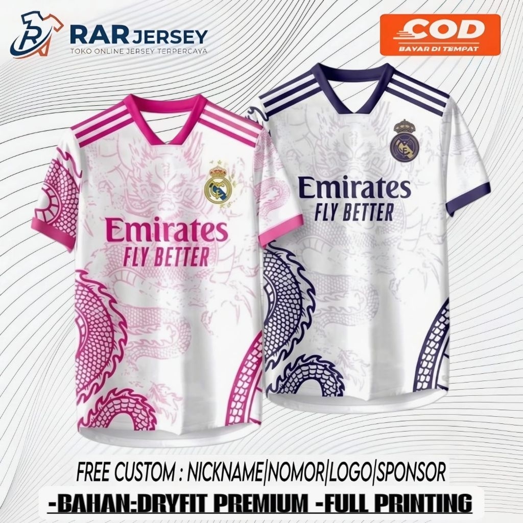 JERSEY REAL MADRID EDISI FANTASY NAGA TERKEREN BAHAN DRYFIT PREMIUM FREE NAMA DAN NOMOR