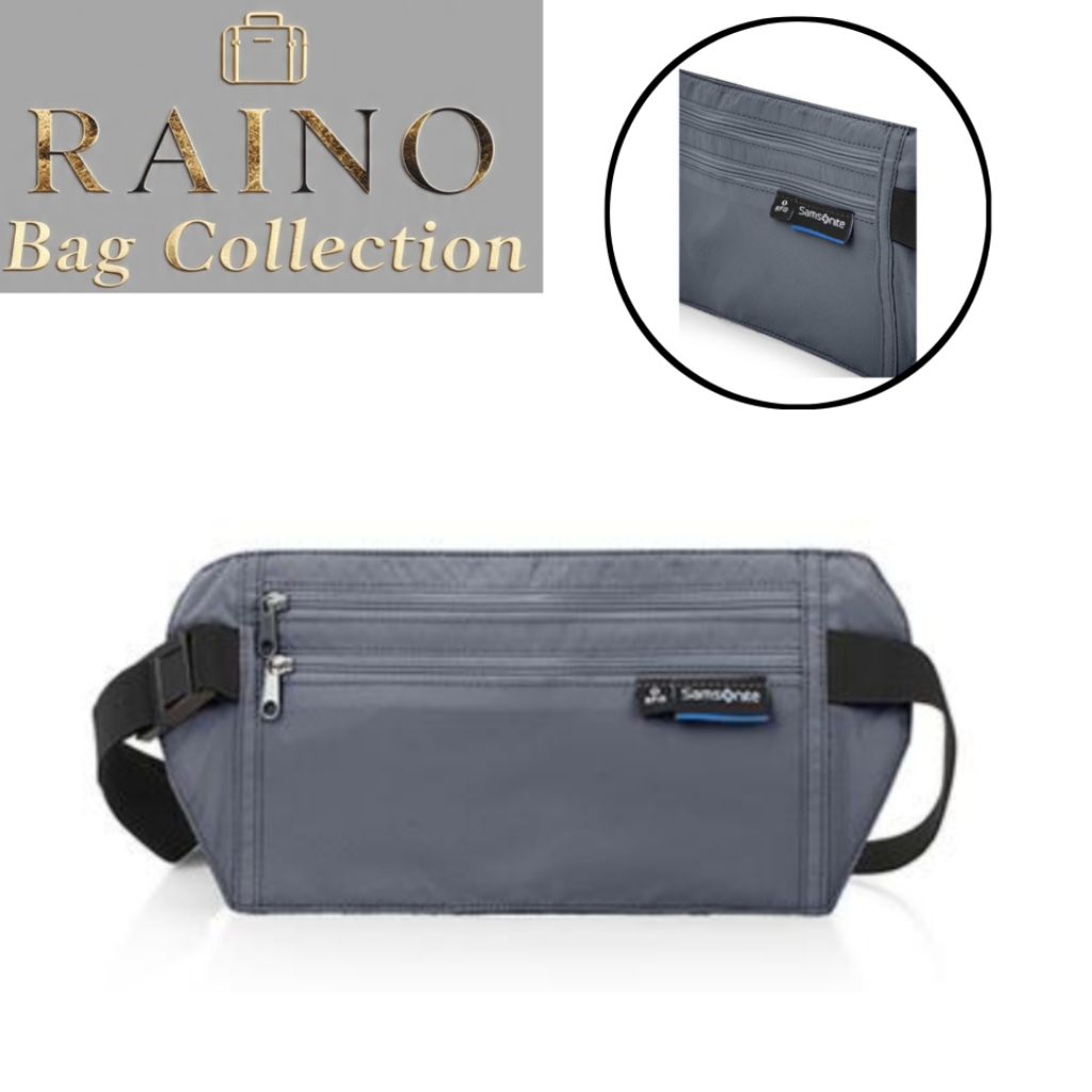Money Belt Samsonite Paspor Dompet Pinggang Slim Tipis Premium Quality - Grey