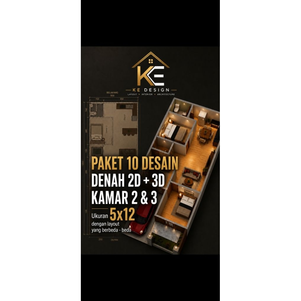 desain rumah 5x12