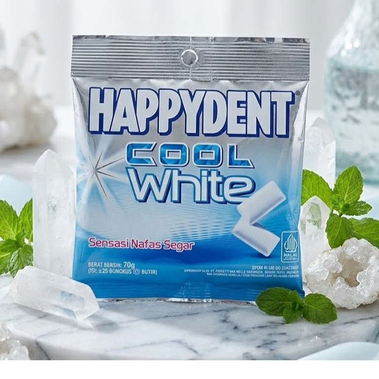 HAPPYDENT MINT LONG LASTING / PERMEN KARET HAPPYDENT 70GR / PERMEN KARET HAPPYDENT COOL WHITE