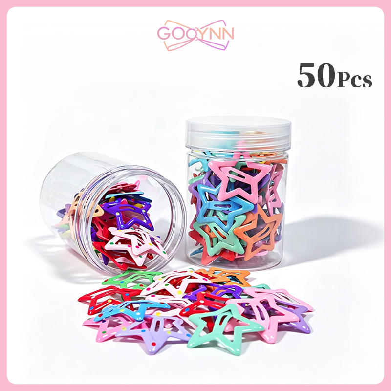 GOOYNN Set Jepit Rambut Bintang Berwarna-Warni 50-100Pcs Jepitan Ramber Bintang Polkad Aksesoris Ram