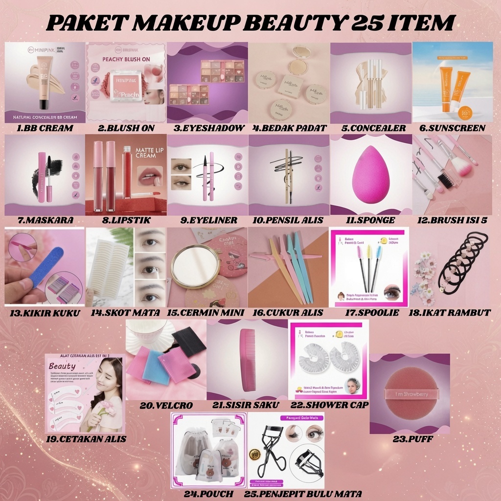 PAKET MAKEUP BEAUTY 25 ITEM PAKET MAKE UP 25 PCS