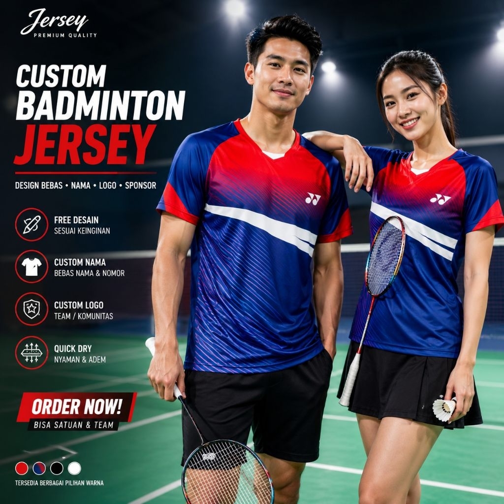 JERSEY BADMINTON DAN BAJU BULUTANGKIS DESAIN SESUKAMU BISA TAMBAH NAMA