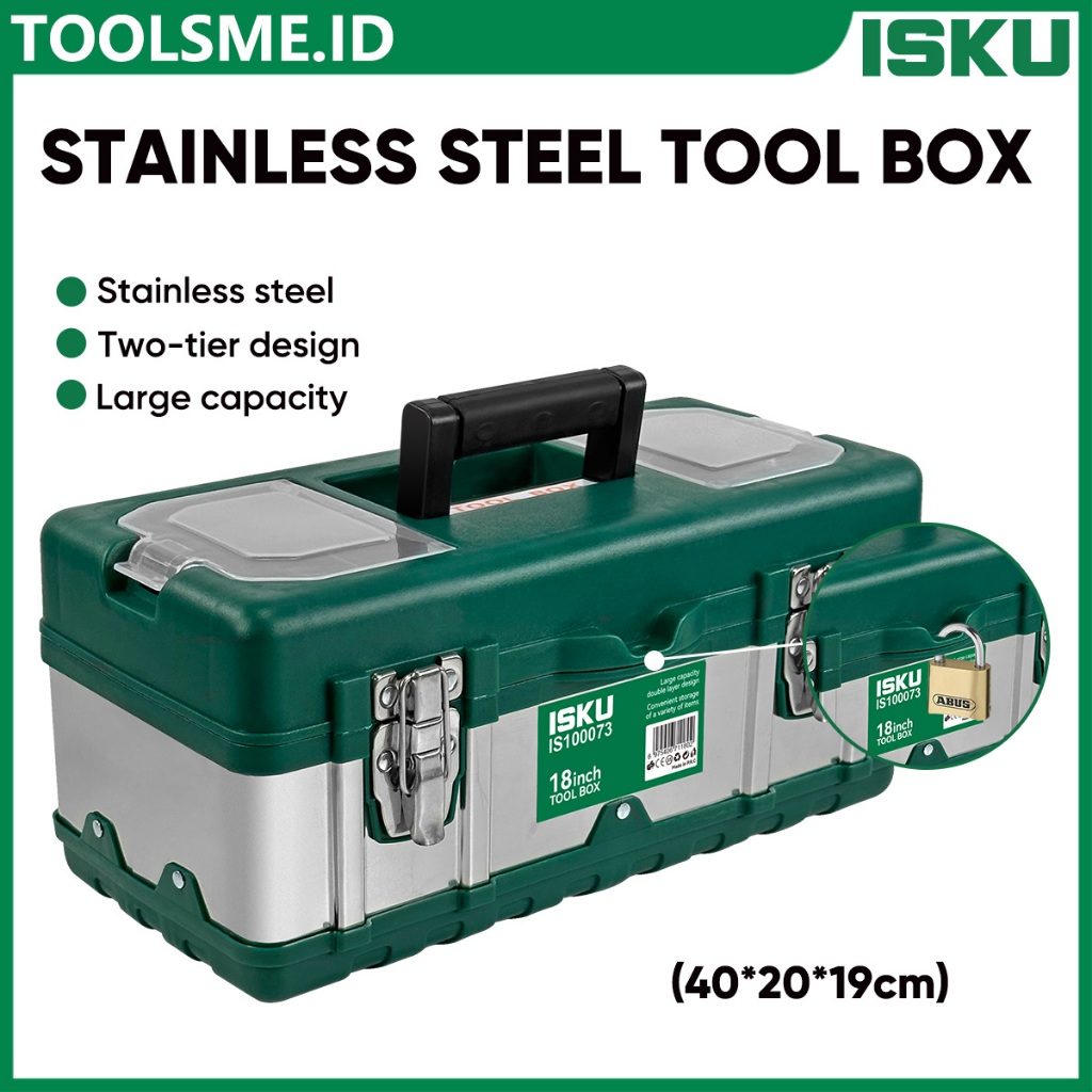 ISKU Tool Box Besar 15-20 Inch Kotak Perkakas Besi Heavy Duty Box Alat Tukang Bengkel Mobil Motor An