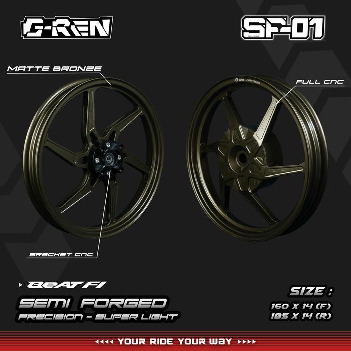 G-REN MAGS SEMI FORGED SF-01 | 160 / 185 - 14 | HONDA BEAT FI | - VELG 1.60 x 1.85 R14 PALANG 6 ALUM