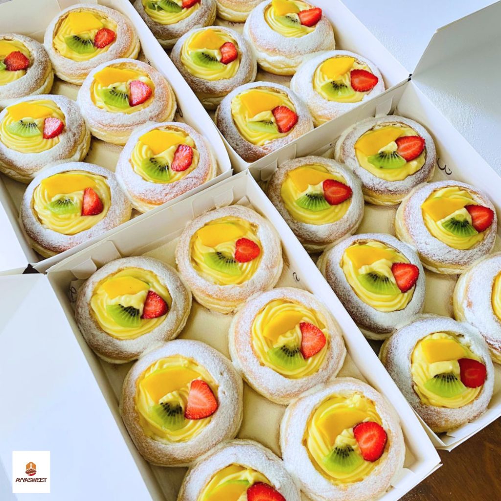 DONAT CUSTRAD FRUIT | DONAT PREMIUM TOPPING (1BOX ISI 6 SIZE JUMBO)