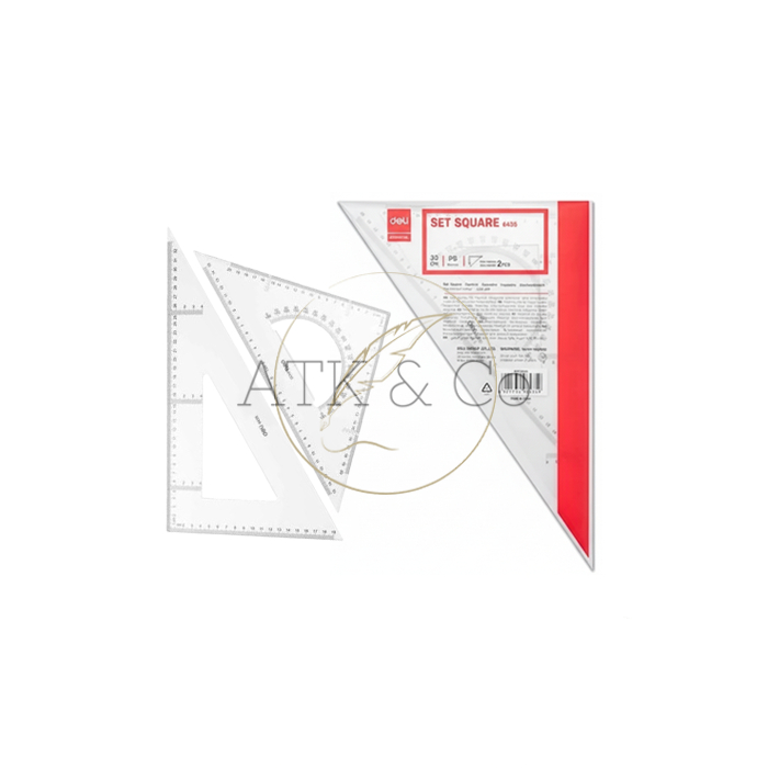 Penggaris Segitiga Set Square Deli E6435 - Penggaris Arsitek Teknik Besar Sepasang 20cm - 33cm Ruler