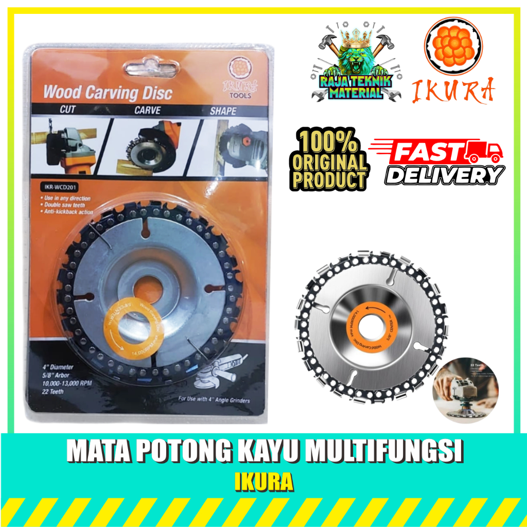 Mata Gergaji Gerinda Potong Chainsaw 4" 22T IKURA - Mata Gerinda Potong Ukir Pahat Kayu Bambu / Wood