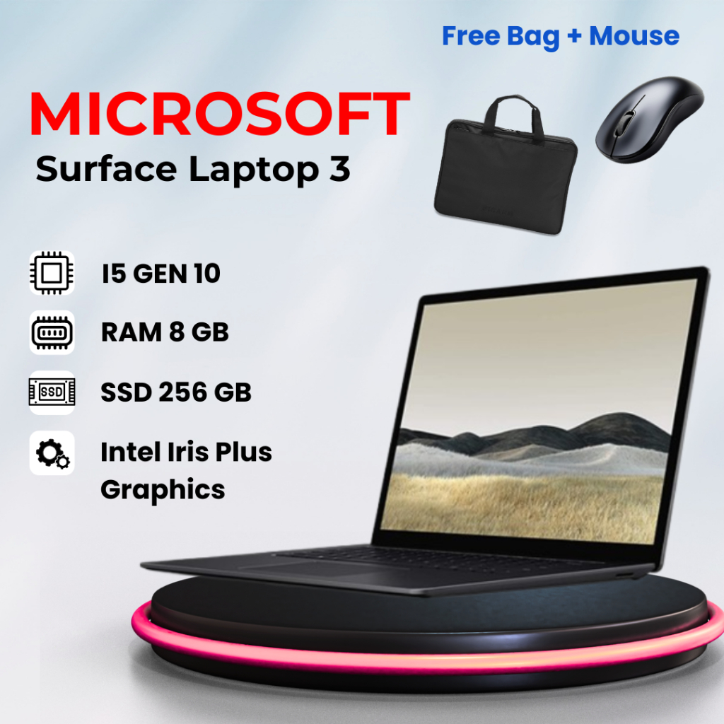 Microsoft Surface Laptop 3 i5 Gen 10 8/256GB 13" Laptop Bekas Seken Murah Garansi 1 Bulan Free Mouse