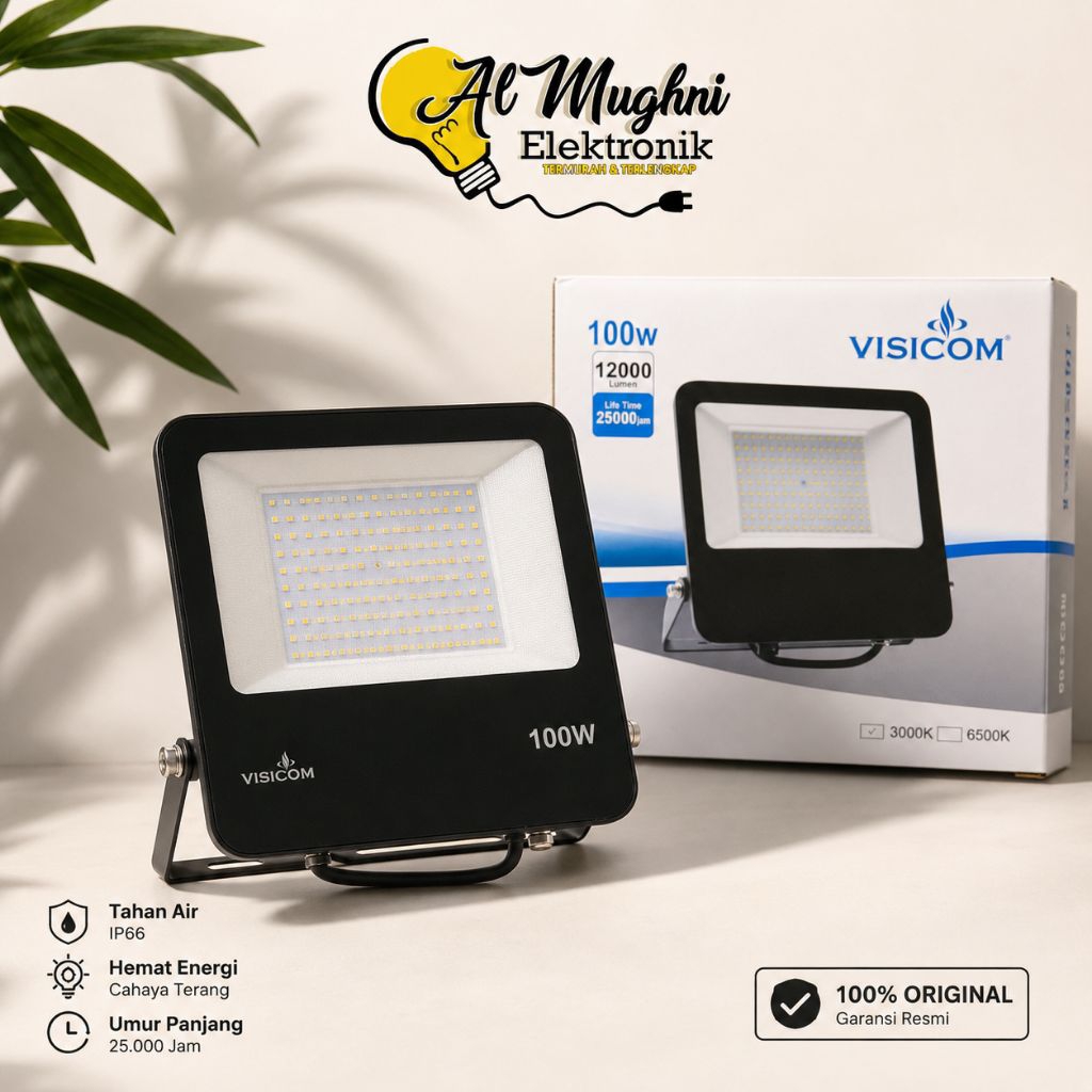 lampu sorot  LED VISICOM 100 watt IP 66 WARM WHITE cahaya kuning