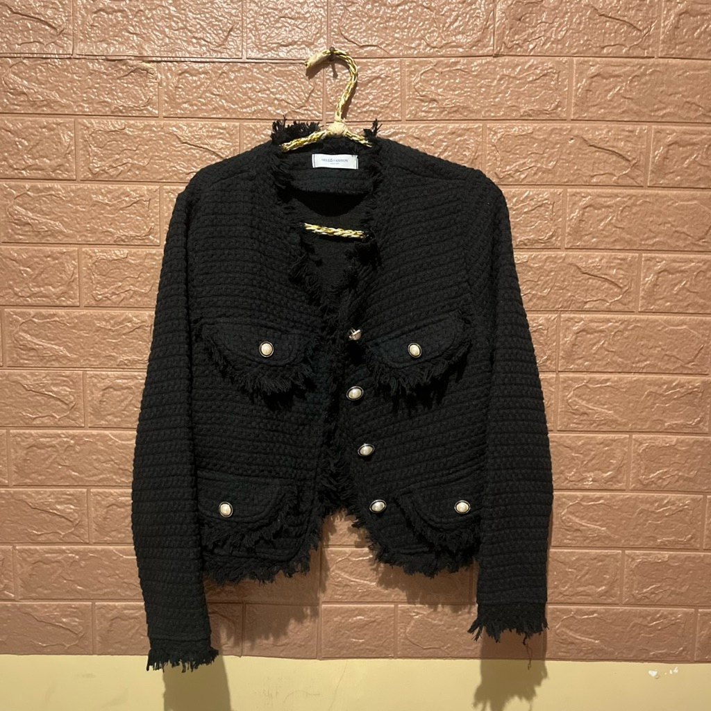 preloved blazer tweed hitam