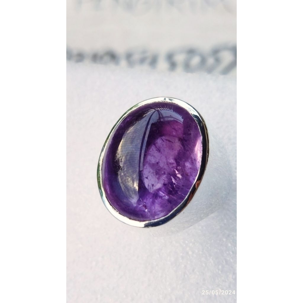 natural ametiys (quartz)ring perak murni hanmad/kecubung asihan kalimantan original garansi 100% inc