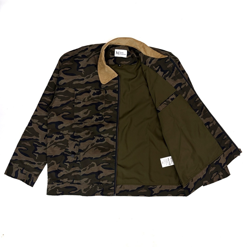 Folka Essentials - Camo Jacket (Suna) | Jacket Pria Army | Work Jacket Camo | Jacket Loreng Pria
