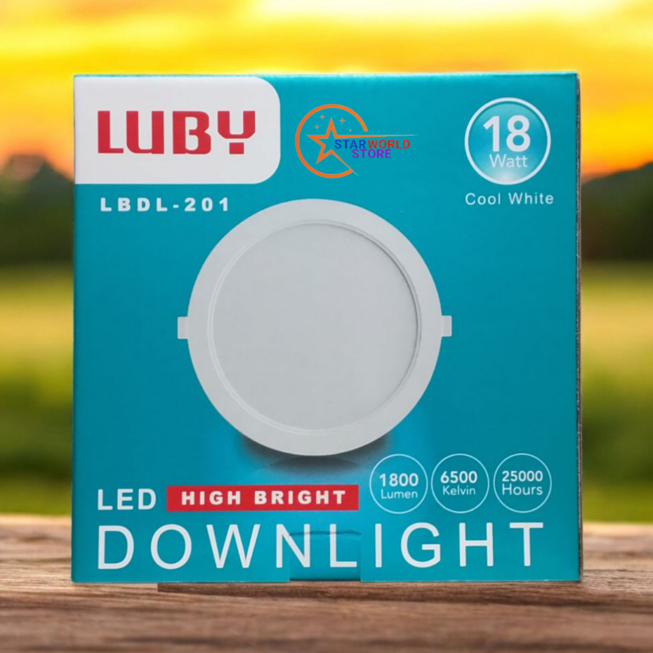 Luby Lampu Downlight Slim Panel LBDL-201 18 Watt Inbow / Lampu LED Downlight LUBY 18W - Cahaya Putih