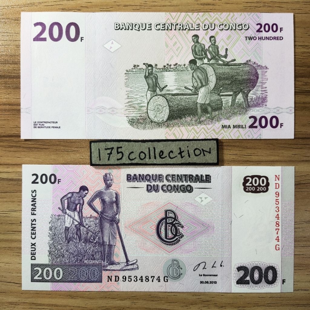 Uang asing Congo 200 Francs unc