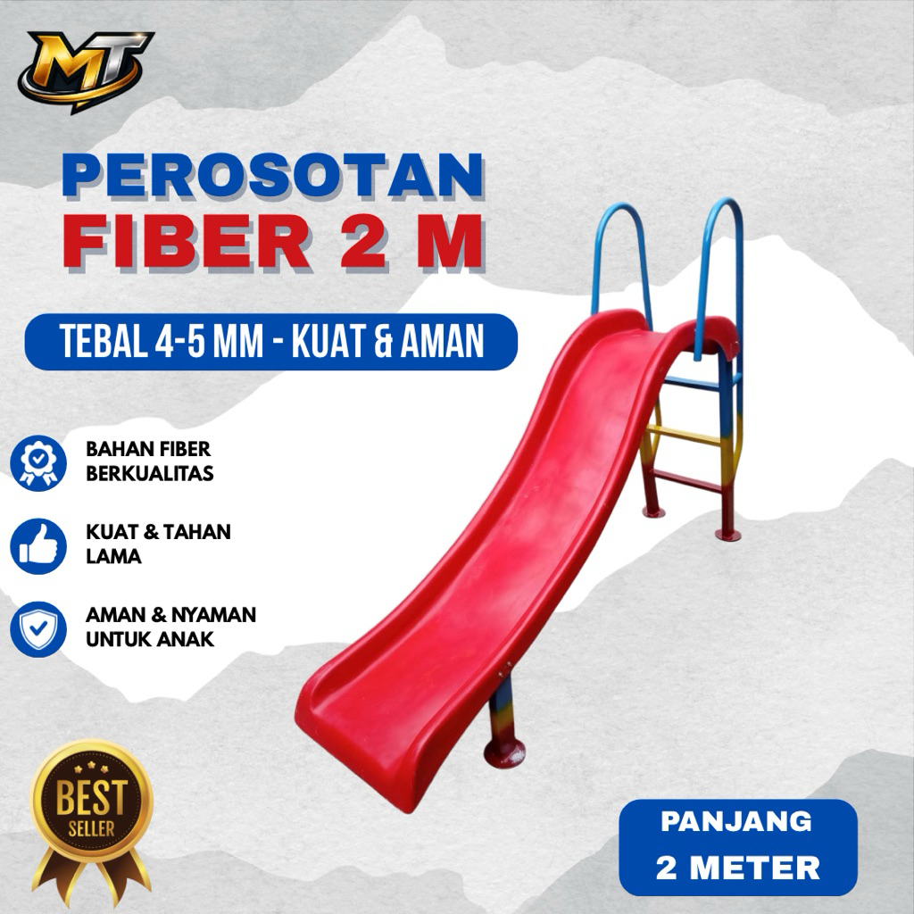 Perosotan anak fiber 200 cm - perosotan anak  - Perosotan plus rangka - seluncuran anak PAUD -
