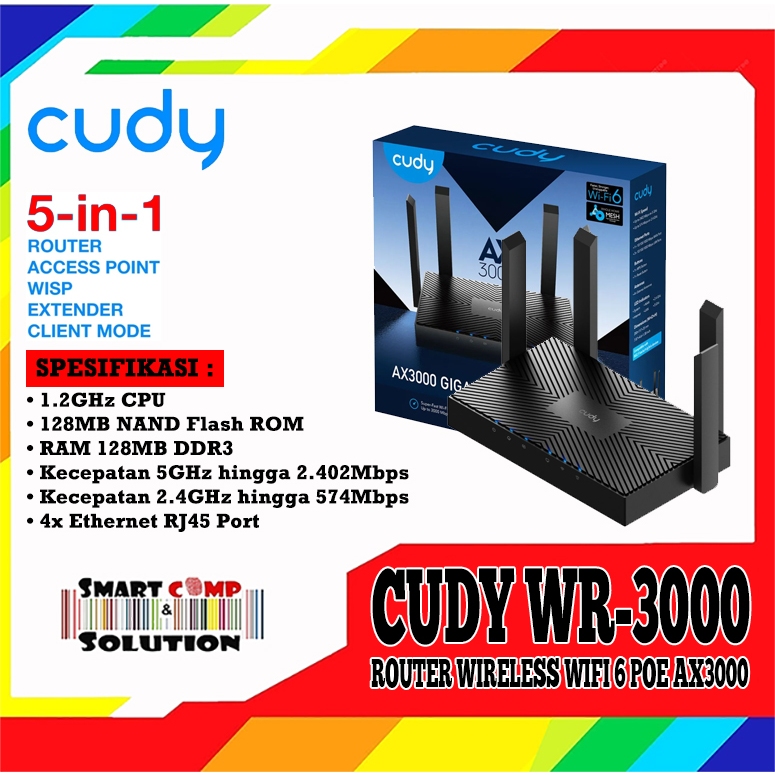 Router Wireless Cudy WR3000 / WR 3000 WiFi 6 PoE AX3000 5GHz 2.4GHz