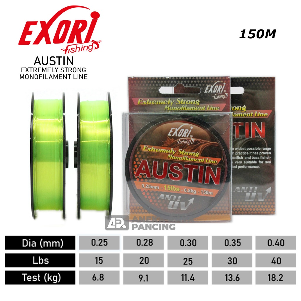 SENAR EXORI AUSTIN 150M / Senar Nylon Galatama dan Galapung Tahan Kusut dan Keriting Original Exori 