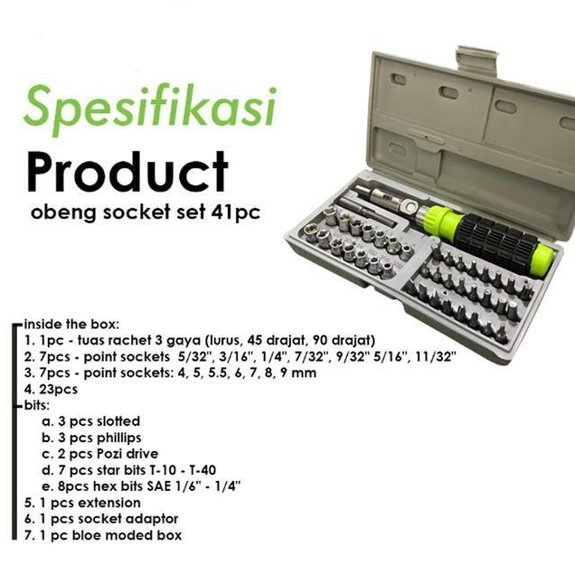 OBENG SOCK SET 41 PCS / KUNCI OBENG SOCKET 41 PCS NANKAI