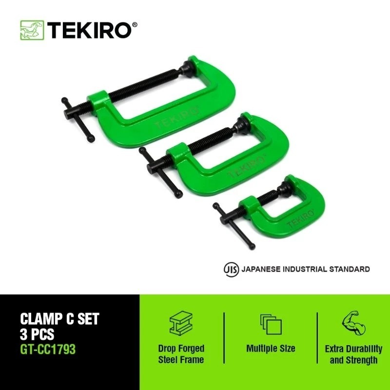 Tekiro Klem C Set 3 Pcs / Clamp C / Klem Besi 1 inch - 3 inch