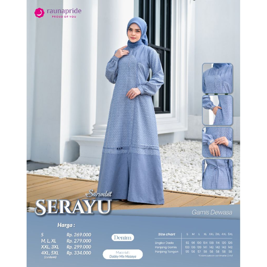 GAMIS RAUNA RGF SERAYU, GAMIS RGF SERAYU BY RAUNA, GAMIS RAUNA DENIM, GAMIS RAUNA TAUPE
