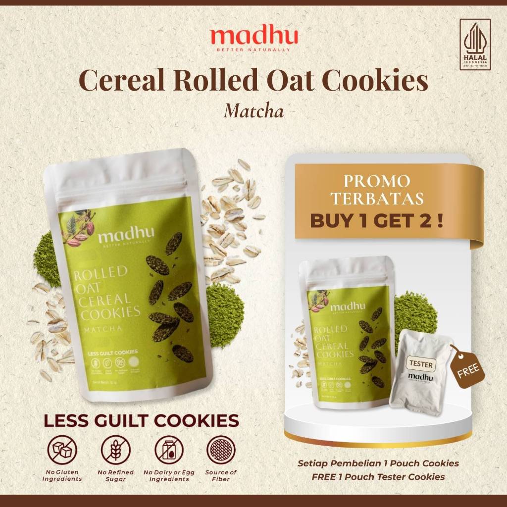Madhu Bites - Cereal Rolled Oat Cookies - Matcha - Halal