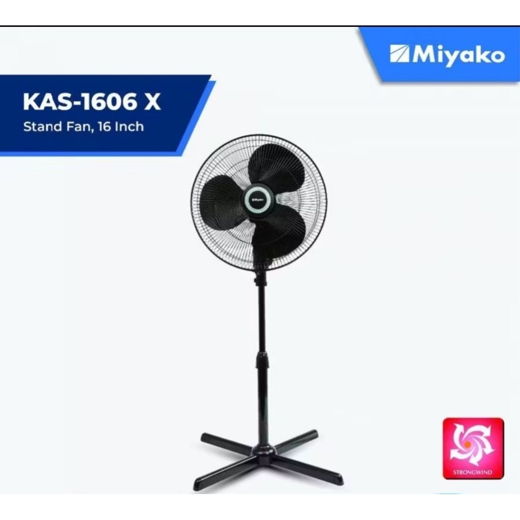 Miyako Kipas Angin Berdiri 16 Inch KAS-1606X dengan 3 Kecepatan Angin Kipas KAS 1606X KAS1606X Miyak