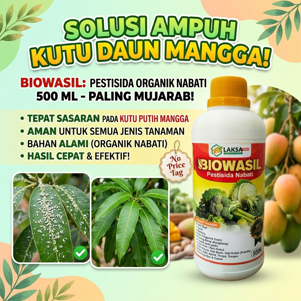 Obat Semprot Hama Kutu Daun Mangga untuk Semua Tanaman BIOWASIL Pestisida Organik Nabati 500 ML