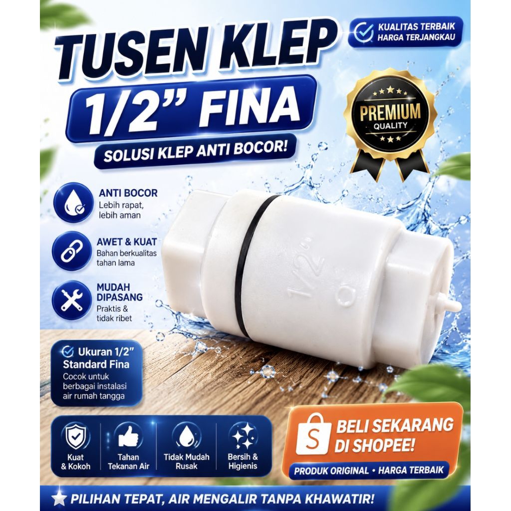 tusen klep FINA 1/2 | tusen klep pvc
