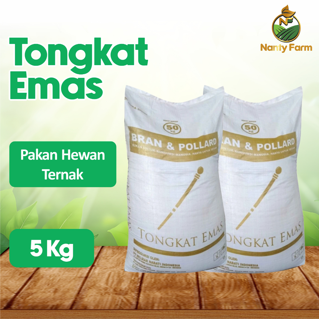 Pollard 5 kg Cap Tongkat Emas Kemasan 5 kg Polar Makanan Ternak Pakan Ternak
