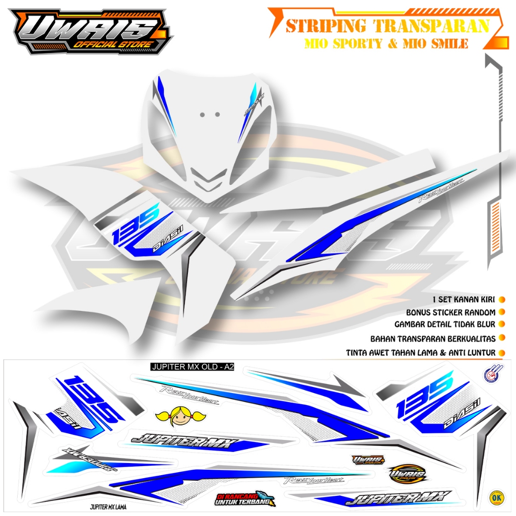 Striping Jupiter Mx Old Bahan Bening Transparan Stiker Jupiter Mx Old
