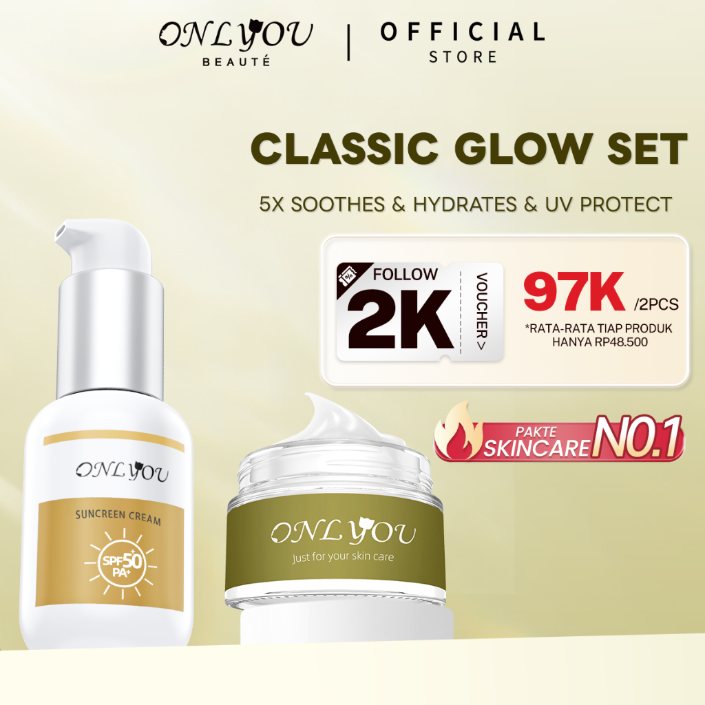 ONLYOU 2pcs Paket SKINCARE PAKTE Moisturizer cream Whitening & Fade Dark Spot Cream 30G & Sunscreen 