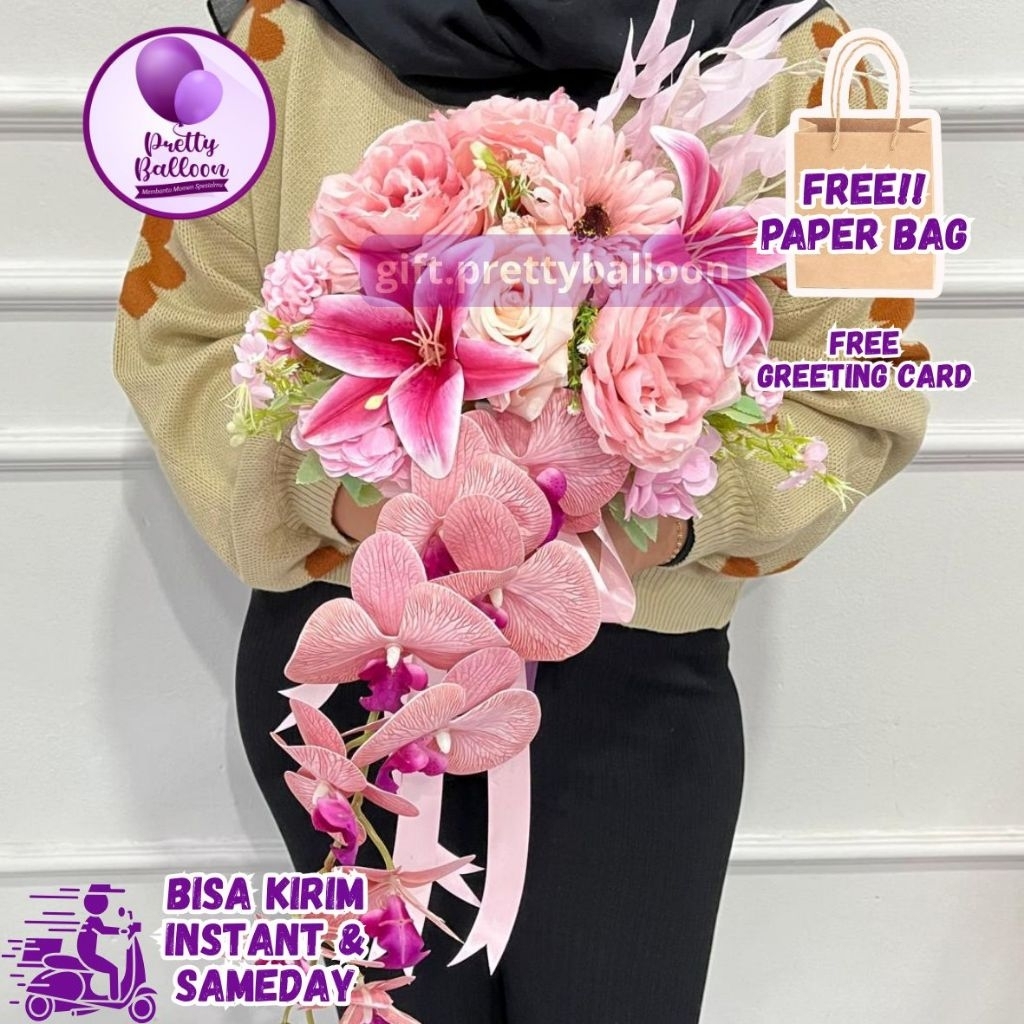 Hand Bouquet Wedding Buket Pengantin Buket Lamaran Buket Anggrek Artificial