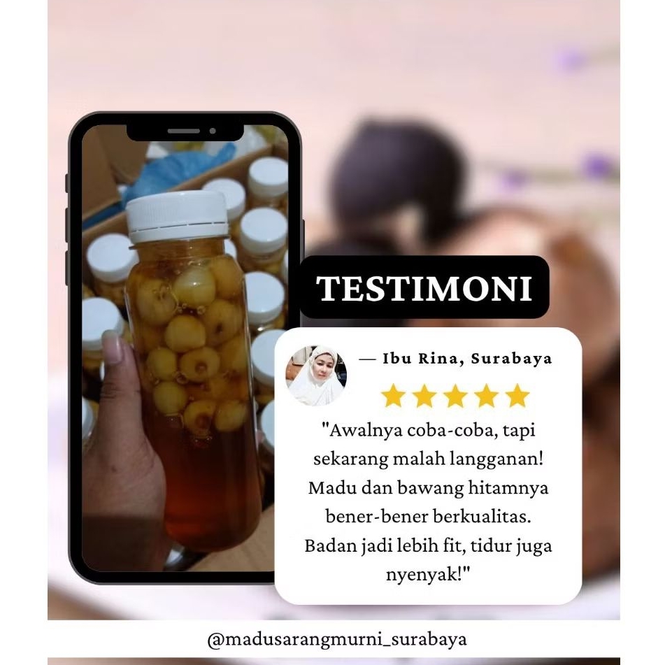 MADU ASLI MADU BAWANG LANANG 350gr FREE SENDOK KAYU FREE BUBLE WRAB