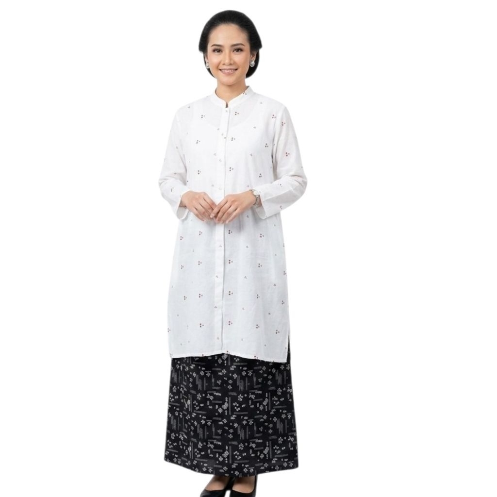 one set rok and blus batik wanita modern delina