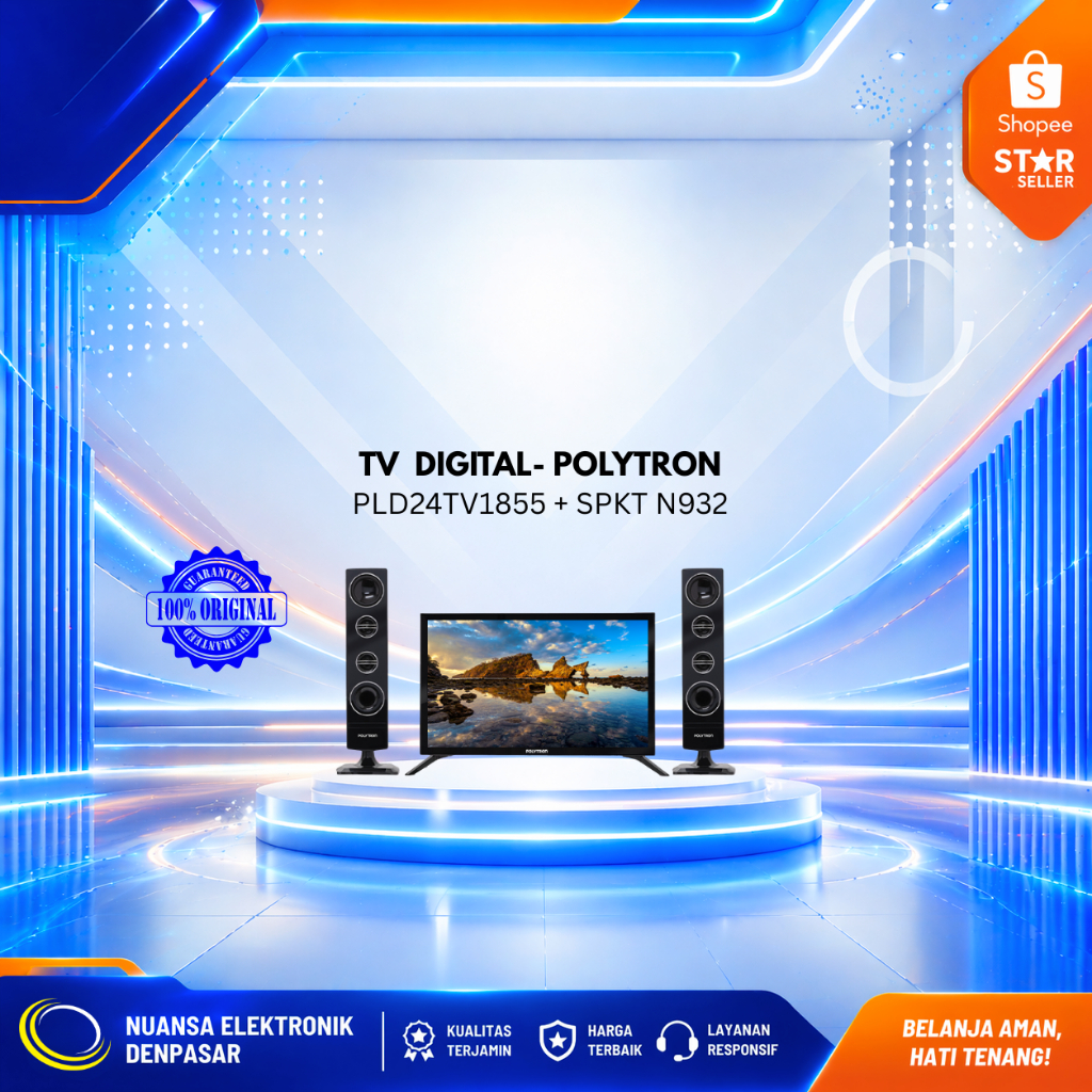 TV DIGITAL POLYTRON + SPEAKER TOWER PLD24TV1855 + SPKTN932 24INCH DIGITAL - NUANSA ELEKTRONIK DENPAS