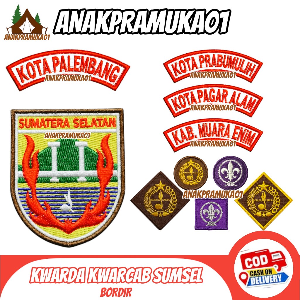 Badge bed Atribut Pramuka kwarda | kwarcab SUMATERA SELATAN lokasi pramuka seluruh SUMSEL bordir