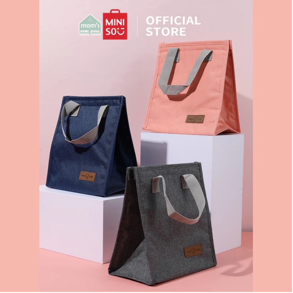 MINISO Tas Bekal Tas Lunch Tote Bag Food Box Foil Lunch Box Tas Makan Siang Warna Solid Makanan Tas 
