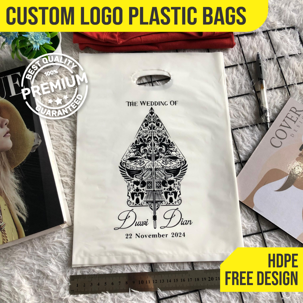 Custom Logo Plastic Bag | HDPE Die-Cut Bag | Premium Packaging | Free Design | 25x35 cm