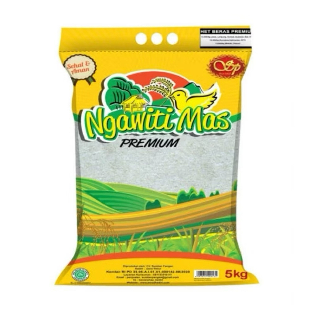 Beras Ngawiti Mas 5kg - Pulen, Empuk, Bebas Kerikil