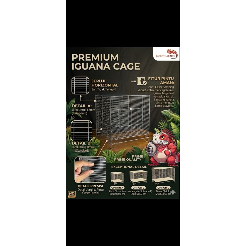 kandang iguana besar jumbo 120x60x60