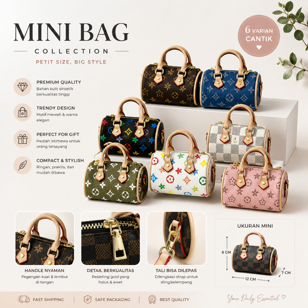 Gantungan Kunci Premium Mini LV Bag Charm Mini Lv Bag Charm Mini Kulit Gantungan Tas Branded Gantung
