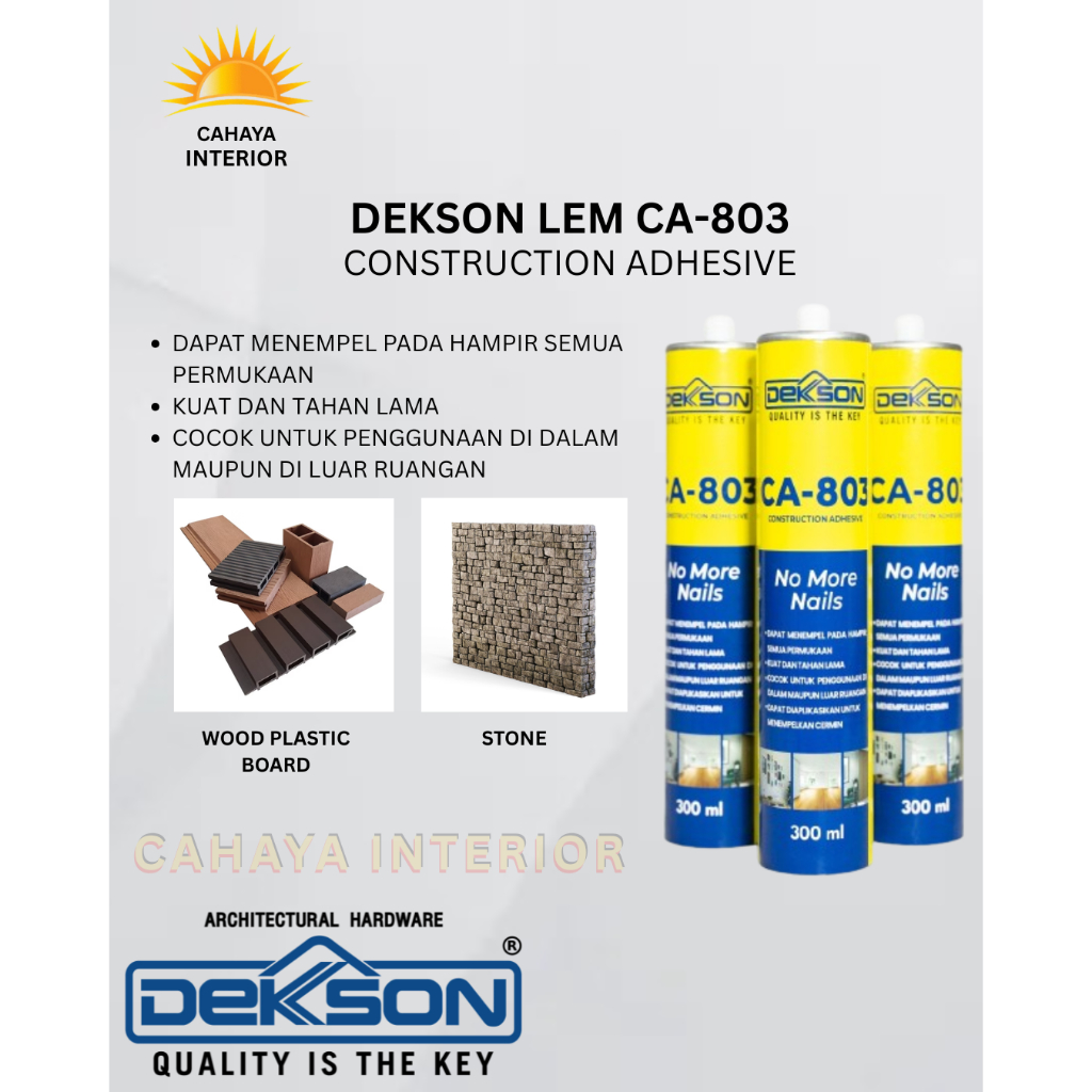 DEKKSON - QUALITY IS THE KEY Lem Kaca Cermin Kayu Keramik Batu Metal Besi Sealant Serbaguna DEKSON C