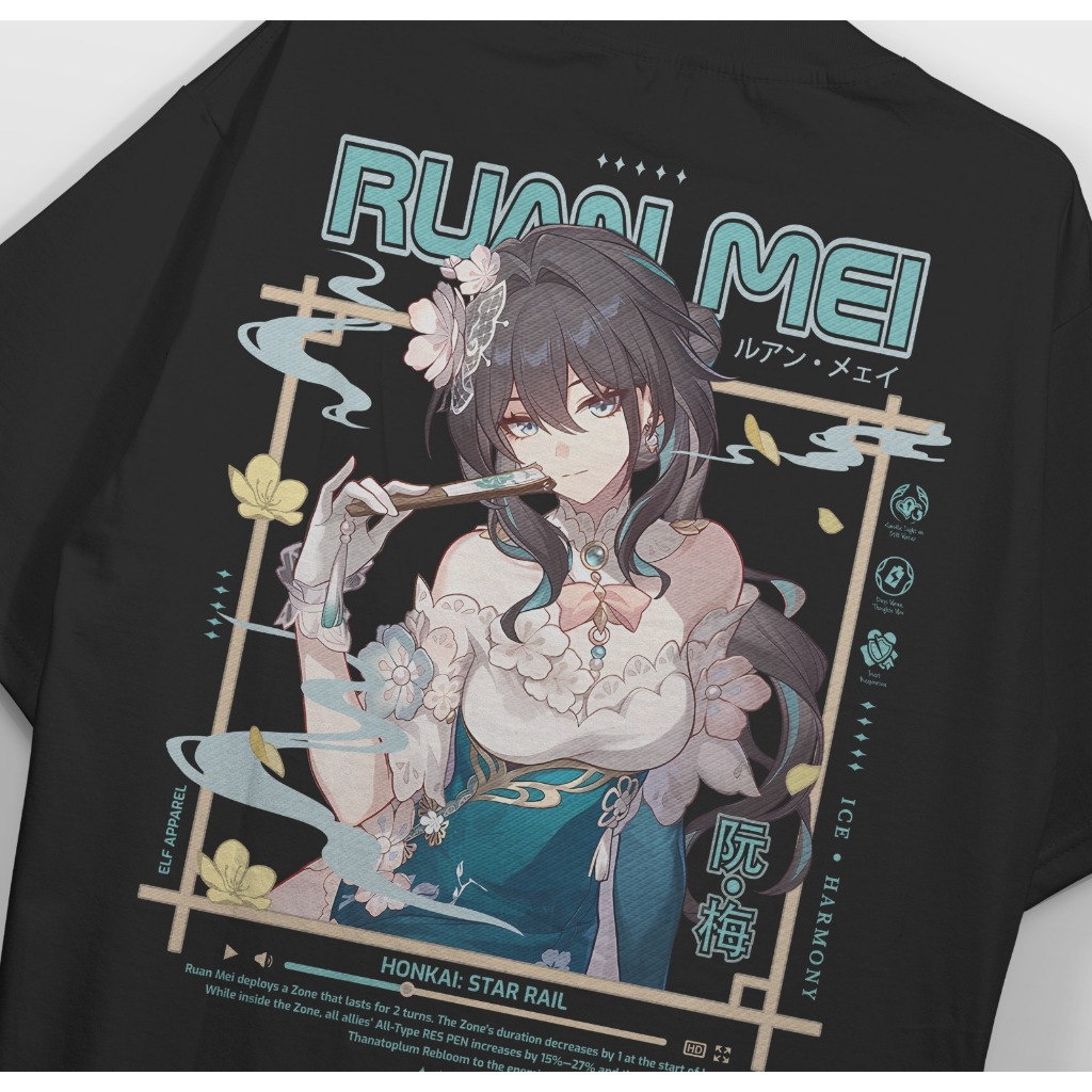 Heavyweight Ruan Mei Honkai Star Rail Tshitt  230 GSM : Kaos Ruan Mei Cotton 20s