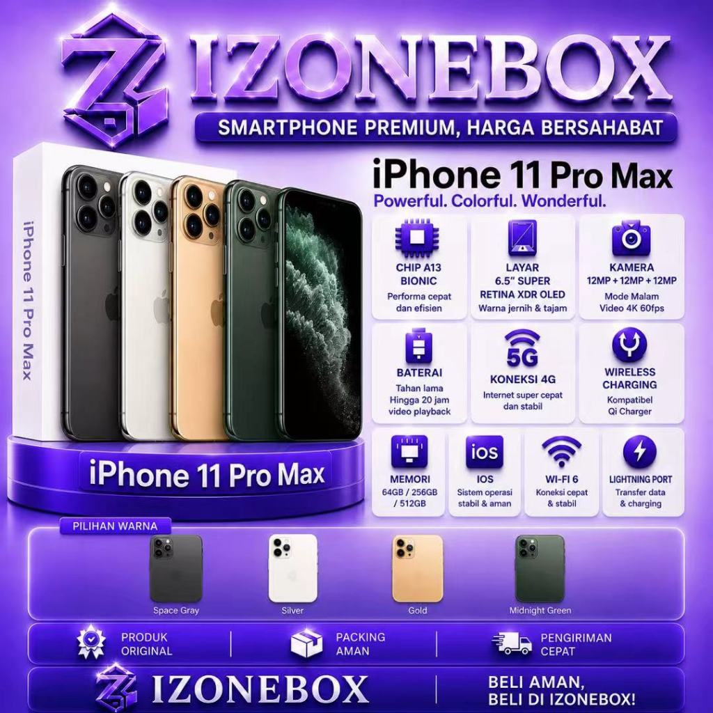 IP 11 Pro Max Second inter 64GB/256GB Original Bergaransi