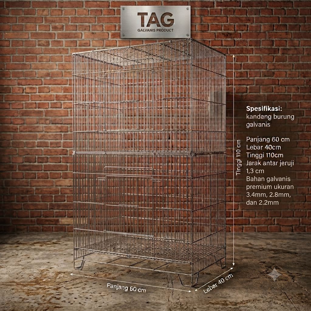 MINI AVIARY/ KANDANG BURUNG GALVANIS 60X40X110