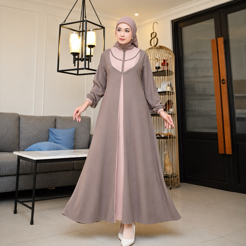 Virgo - Sahwa Series Dress/Gamis Marbela Anti UV kombinasi Warna