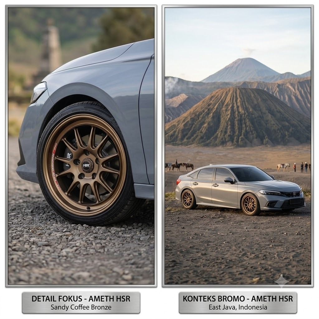 Velg Mobil AMETH RING 16 HSR Sandy Coffee Bronze Desain Sporty Untuk Mobil Sedan Modern