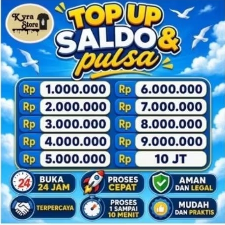 TERPERCAYA TOP SALDO UP KREDIVO SALDO/PULSA ALL OPERATOR 500K-30JT TERMURAH Pulsa xl indosat A22